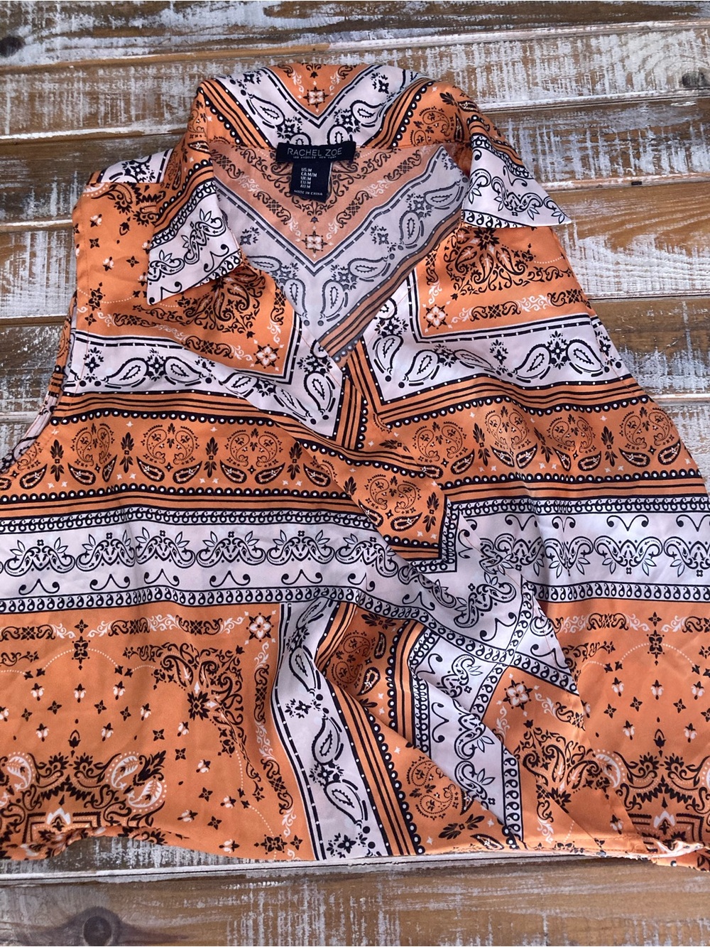 Rachel Zoe Orange and White Bandana Print Top